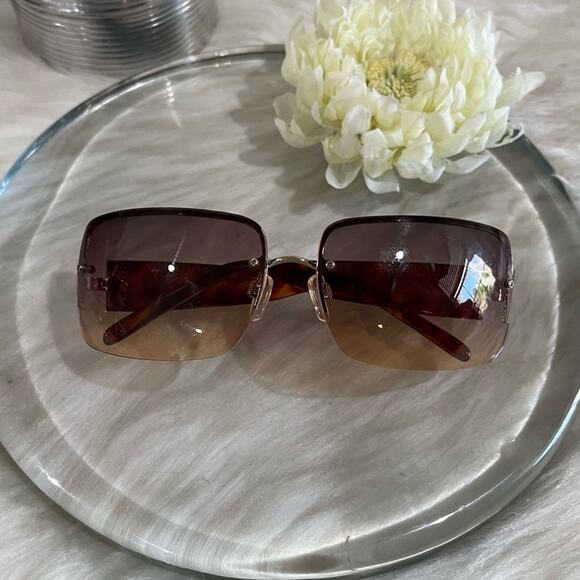 NEW Fantas-Eyes Y2K Rimless Square Oversized Tortoise Gradient Sunglasses NWOT - Picture 1 of 14